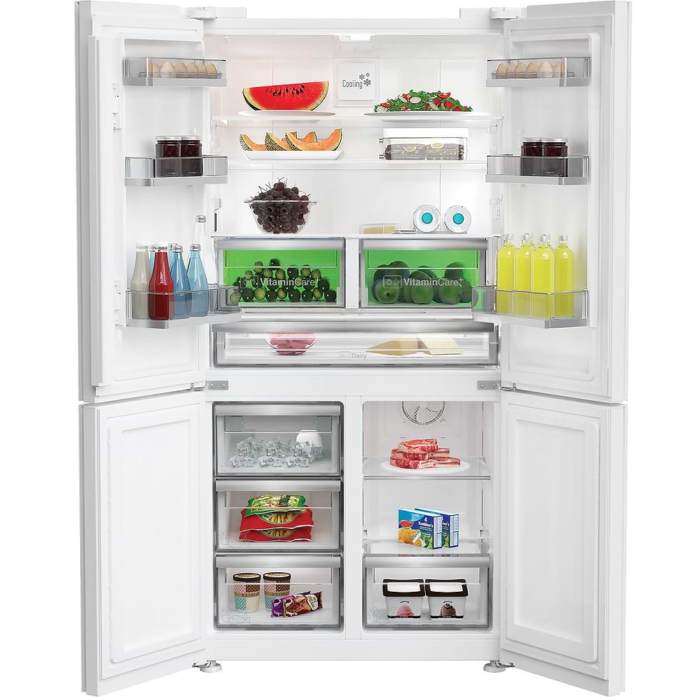 מקרר 572 ליטר Blomberg KQD1623GW בלומברג 4 דלתות מקפיא תחתון | זכוכית לבנה - 7473₪