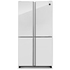 מקרר ‏525 ‏ליטר Sharp SJ8590WH שארפ 4 דלתות מקפיא תחתון זכוכית לבנה