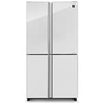 מקרר ‏572 ‏ליטר Sharp SJ8960WH שארפ 4 דלתות מקפיא תחתון זכוכית לבנה