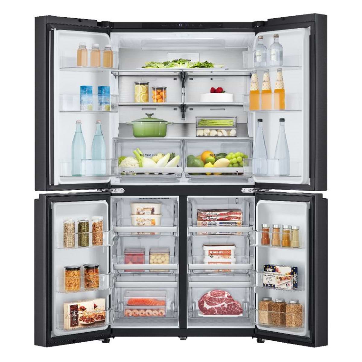 מקרר 4 דלתות LG דגם GR929B בנפח של 870 ליטר ‏‏מקפיא תחתון בגימור