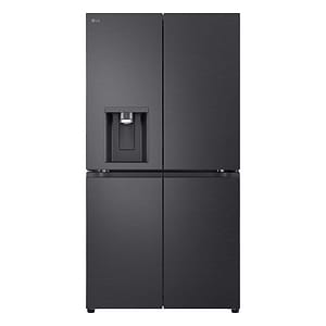 מקרר 4 דלתות LG דגם GR-930BDIS בנפח של 842 ליטר ‏‏מקפיא תחתון עם קיוסק בגימור נירוסטה מושחרת