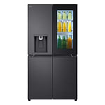 מקרר 4 דלתות LG דגם GR-930BINS‏ בנפח של 842 ליטר ‏‏מקפיא תחתון עם קיוסק בגימור נירוסטה מושחרת