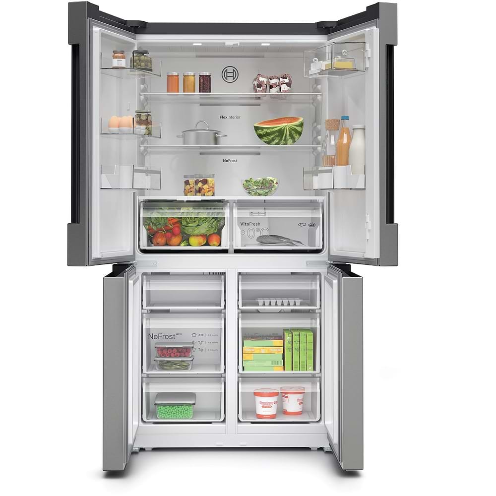 אחריות - מקרר 4 דלתות בוש BOSCH KFN96VPEA מקפיא תחתון גימור נירוסטה