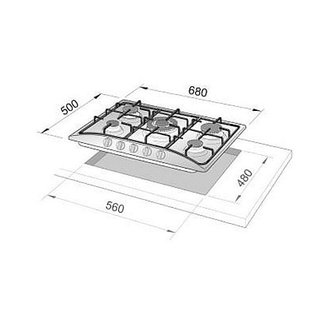 כיריים גז 5 להבות 70 ס”מ דלונגי Delonghi NDG82AN גימור שחור - 1178₪