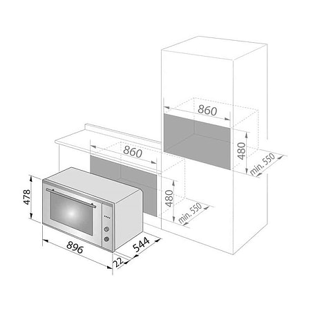 תנור בילד אין 90 ס”מ דלונגי Delonghi NSM90MXIL גימור שחור - 4979₪