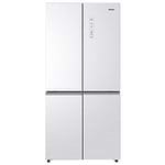 מקרר 640 ליטר 4 דלתות האייר HAIER HRF7100FW מקפיא תחתון בגימור זכוכית לבנה