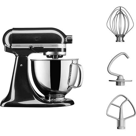 מיקסר 4.8 ליטר קיטשן אייד KitchenAid 5KSM125EOB גימור שחור זכוכית - 2079₪