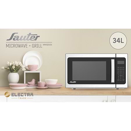 מיקרוגל דיגיטלי משולב גריל 34 ליטר סאוטר Sauter MWG3434 גימור שחור - 649₪