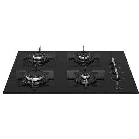 מק״ט מוצר  - כיריים גז 4 להבות בקו Beko K6510IL גימור זכוכית שחורה