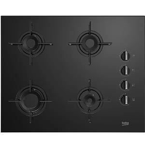 כיריים גז 4 להבות בקו Beko K6510IL גימור זכוכית שחורה