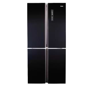 מקרר 4 דלתות מקפיא תחתון האייר Haier HRF-5500FBM גימור זכוכית שחורה