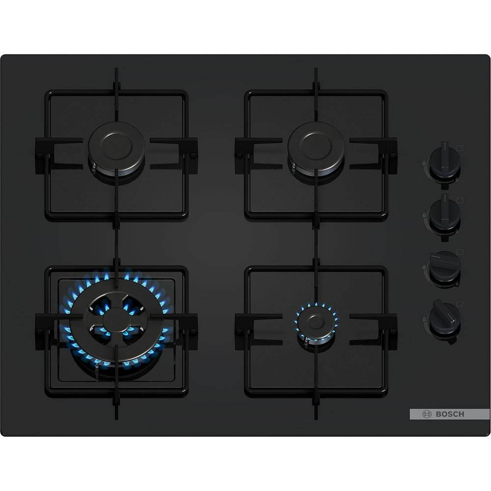 כיריים גז בוש 4 להבות Bosch POH6B6K30Y גימור זכוכית שחורה