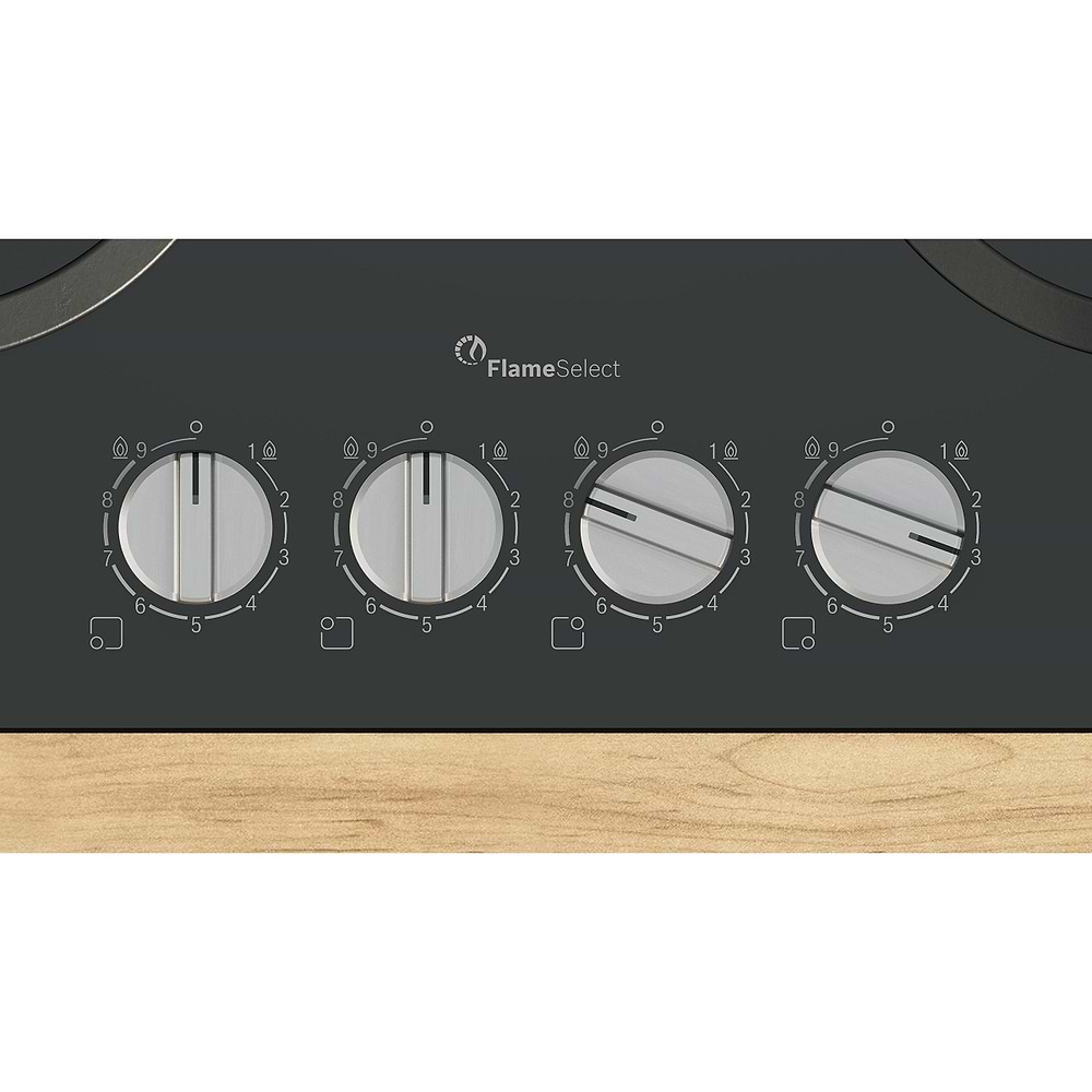 כיריים גז בוש 4 להבות Bosch PPH6A6I10Y גימור זכוכית שחורה
