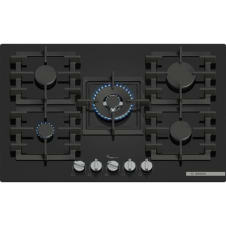 כיריים גז בוש 5 להבות 75 ס”מ Bosch PPQ7A6I40Y גימור זכוכית שחורה