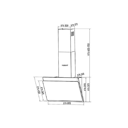 קולט אדים 90 ס”מ פוג’יקום Fujicom FJ-CHT74W גימור זכוכית לבנה - 989₪