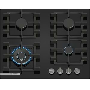 כיריים גז בוש 4 להבות Bosch PNK6B6K40Y גימור זכוכית שחורה