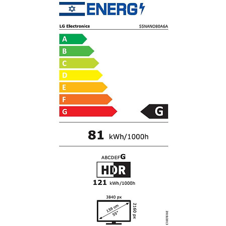 טלוויזיה חכמה 55″ LG 4K NanoCell 55NANO80A6A - 3090₪