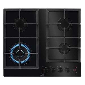 כיריים גז 4 להבות דגם AEG HKB64341NB גימור זכוכית שחורה