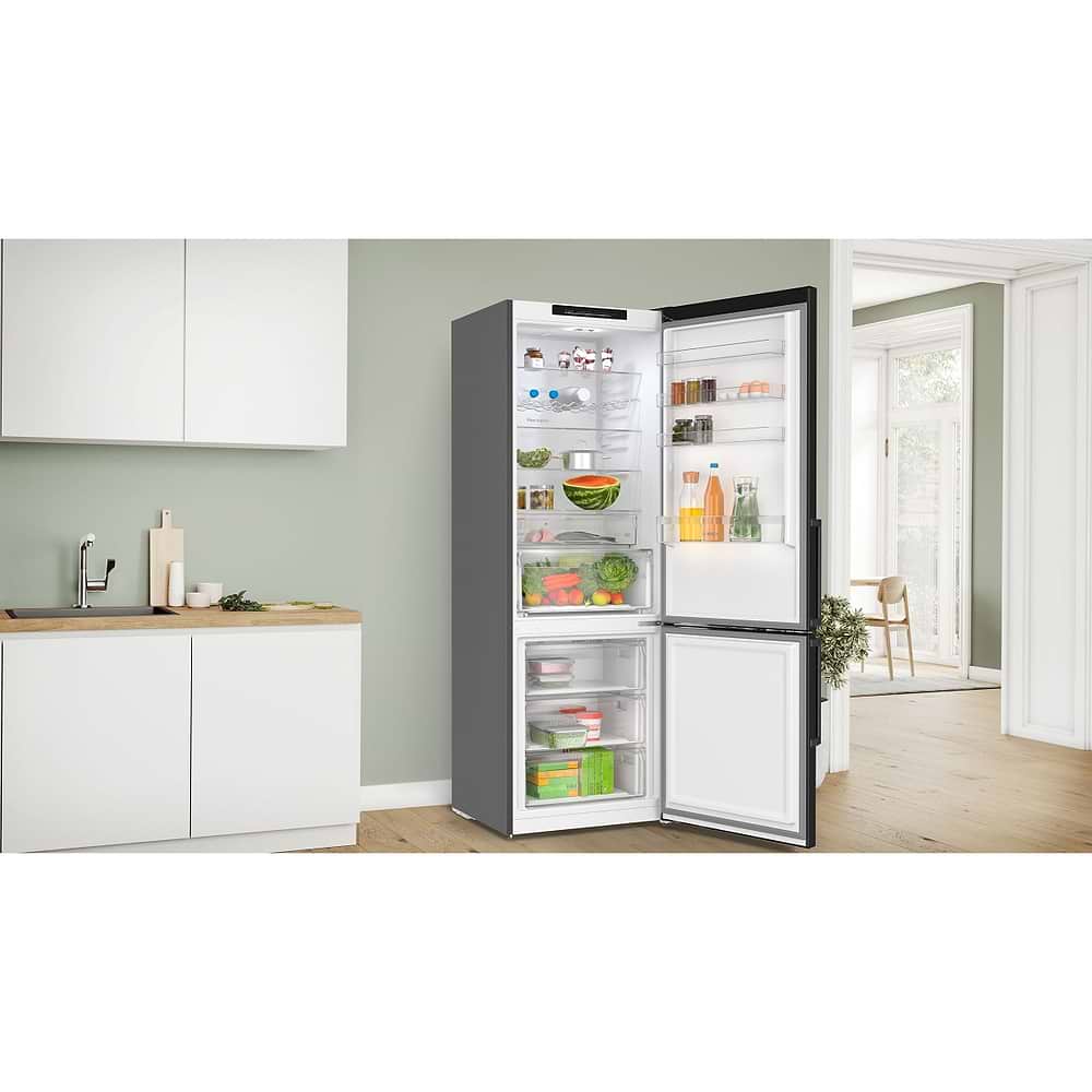 מקרר 2 דלתות מקפיא תחתון 440 ליטר בוש Bosch KGN49VXCT גימור נירוסטה מושחרת