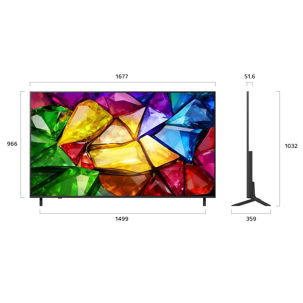 טלוויזיות - טלוויזיה חכמה 75 אינץ LG 4K Mini RGB evo AI דגם 75MRGB85B6C