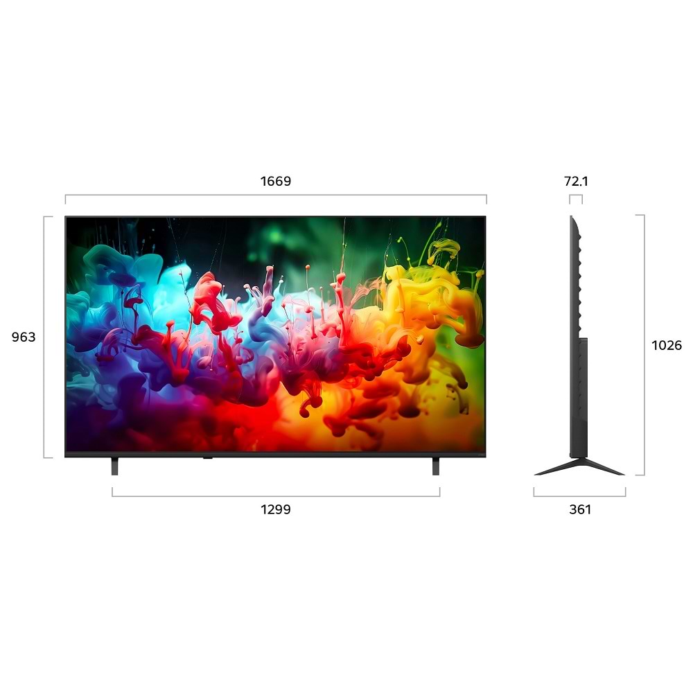 טלוויזיות - טלוויזיה חכמה 75 אינץ LG 4K QNED AI MiniLED דגם 75QNED72B6T