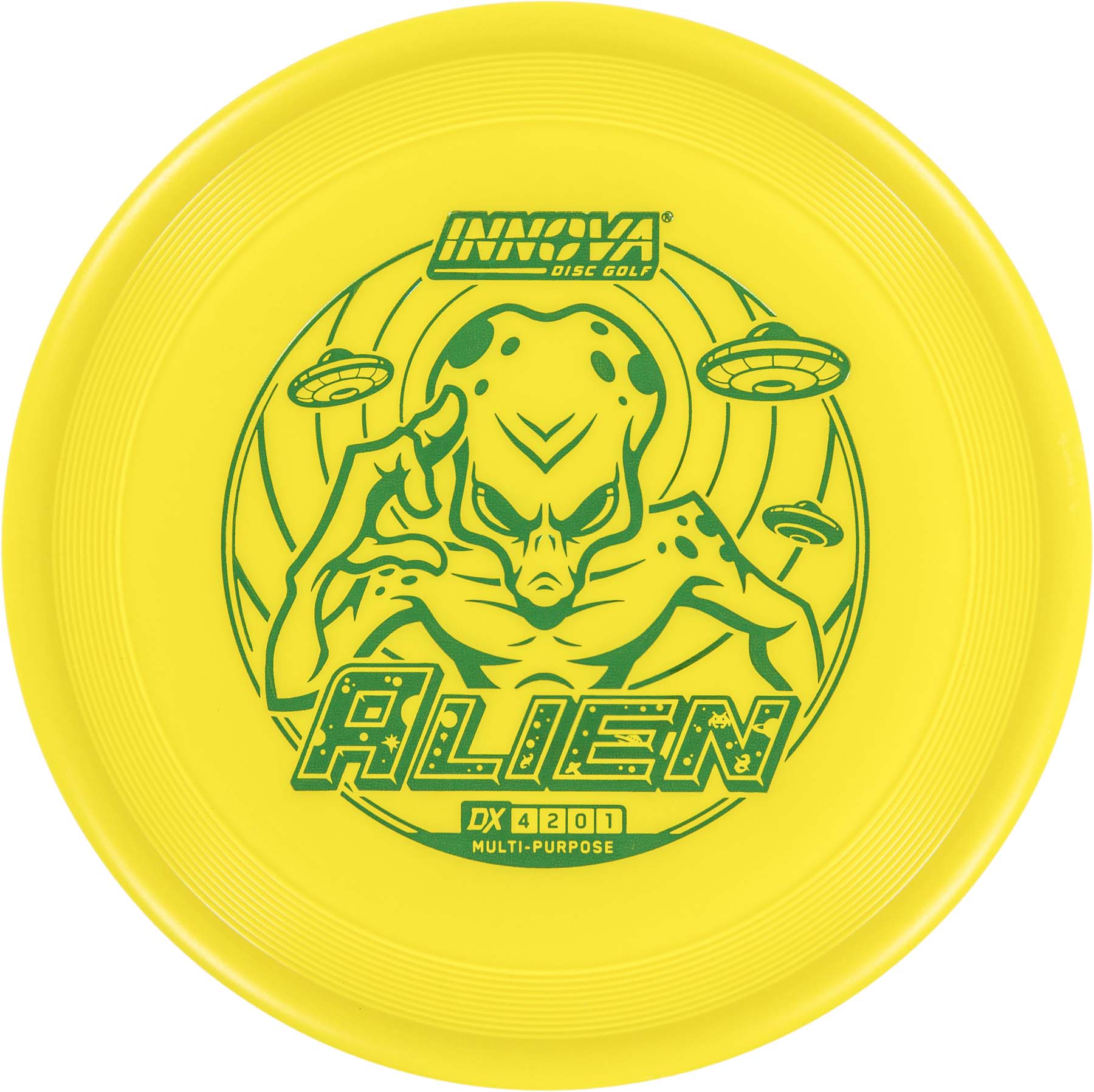 Nexus Alien - Multipurpose Disc With Excellent Grip. Yellow disc with green stamp.