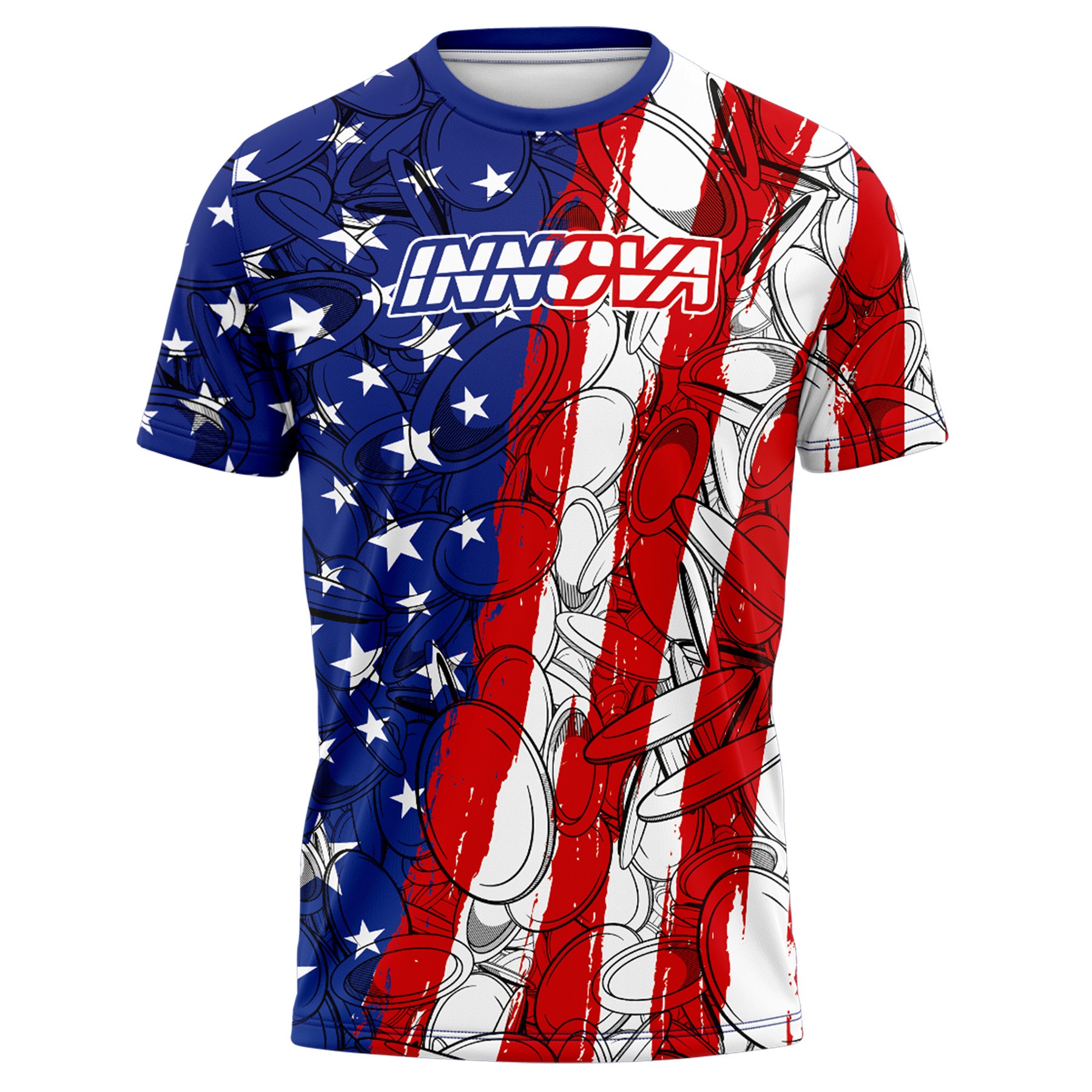 Innova Freedom Jersey. Red, white, and blue pattern. front.