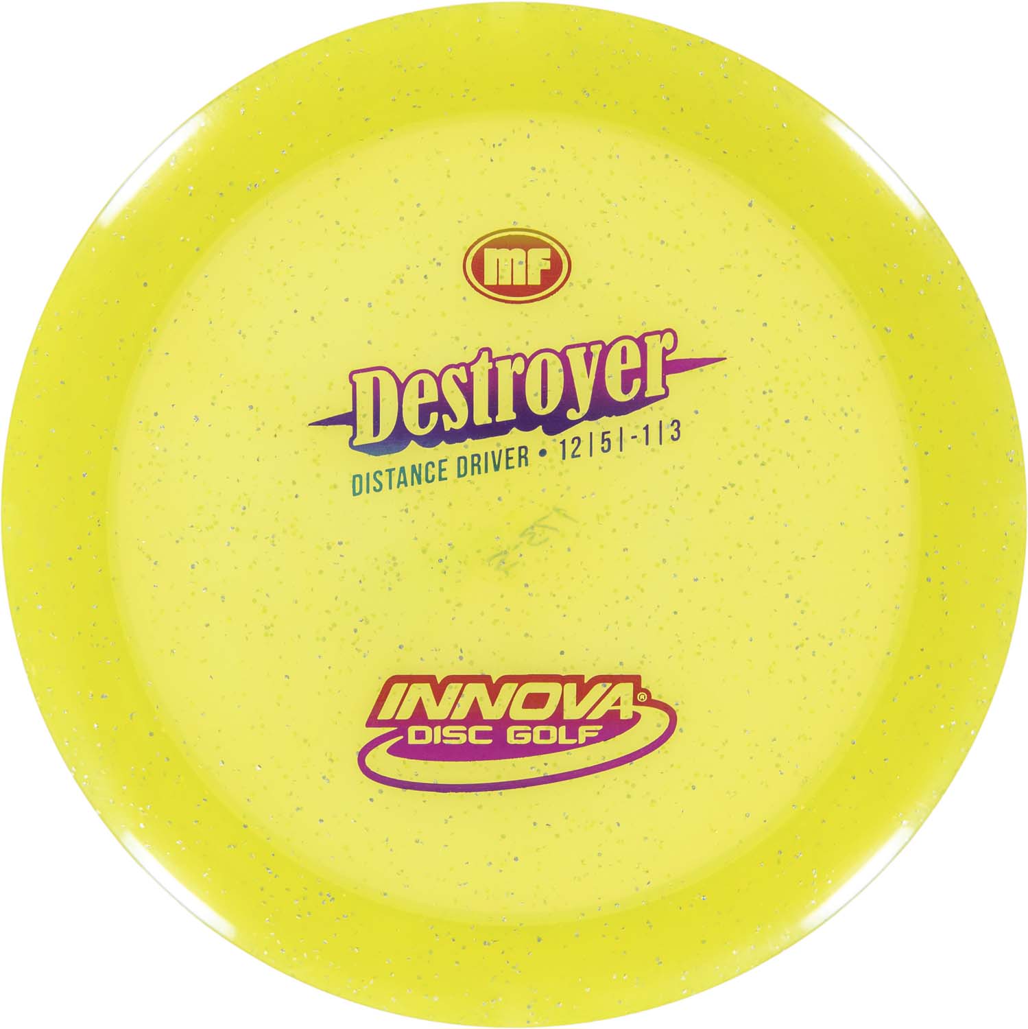 Innova Metal Flake Champion Destroyer - Overstable Distance Driver. Yellow color.
