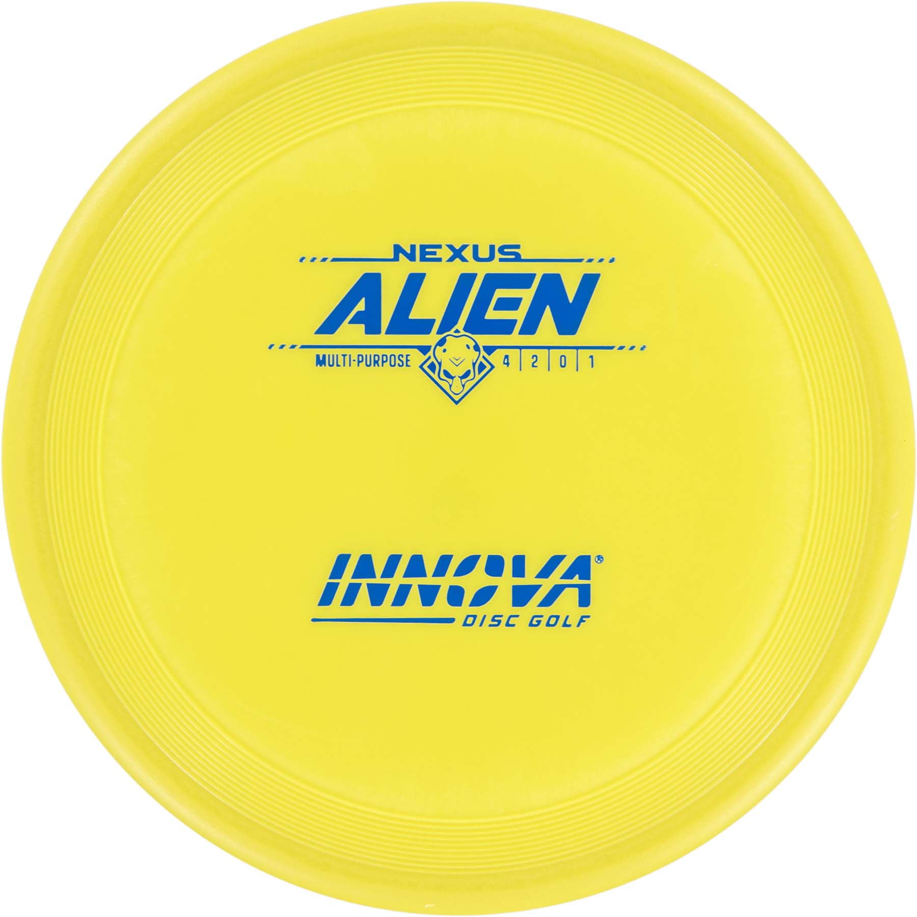 Nexus Alien - Multipurpose Disc With Excellent Grip. Yellow disc with blue stamp.