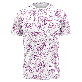 Throw Pink Mens Floral Jersey. Pink/White pattern. Front view.