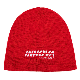 Disc Golf Beanie - Innova Burst Logo - Fleece Lined. Red color. 