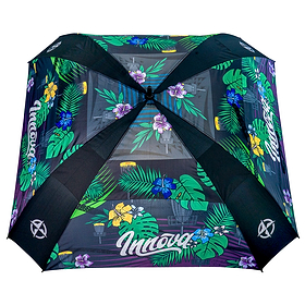 Disc Golf Umbrella - Innova Flow Logo. Top view. Hawaiian pattern.