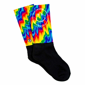 Disc Golf Socks - Tee Box Sox - Throw Pink. Tie dye color. 