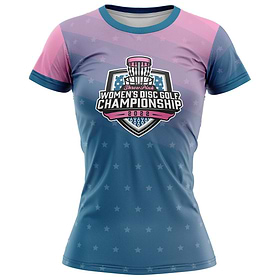 Women's Disc Golf Apparel - Throw Pink Championship Jersey. Front view. 