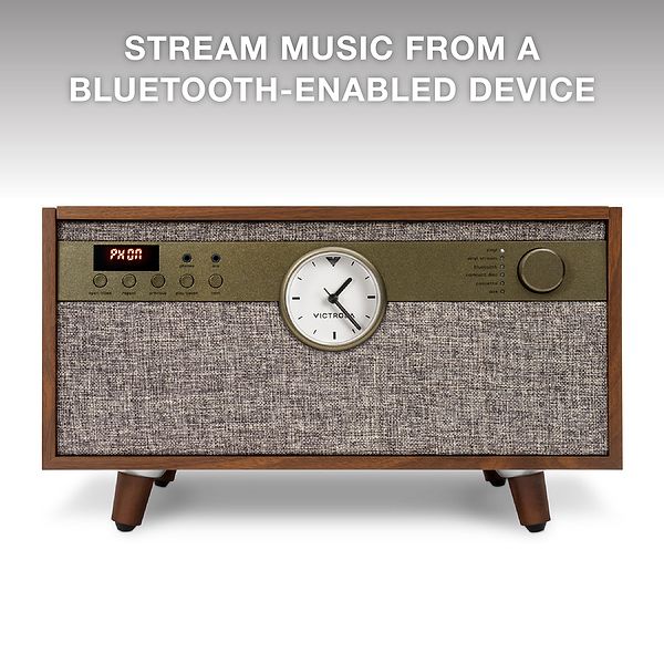 Victrola VTA-830SB Century with Clock - Pladespiller - CD - Kassette - Valnød