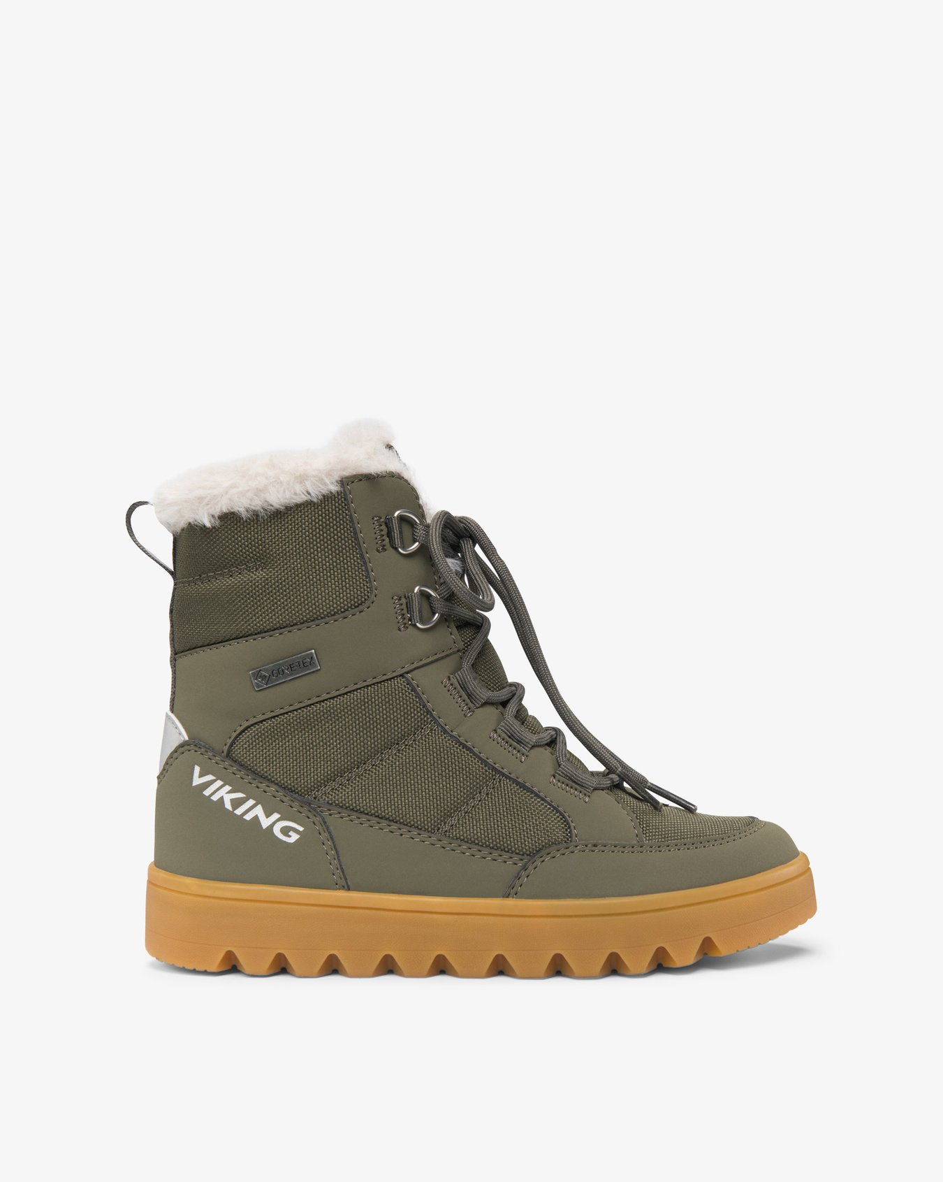 Viking Fleek Jr Winter Shoes Green Gore-Tex Zip