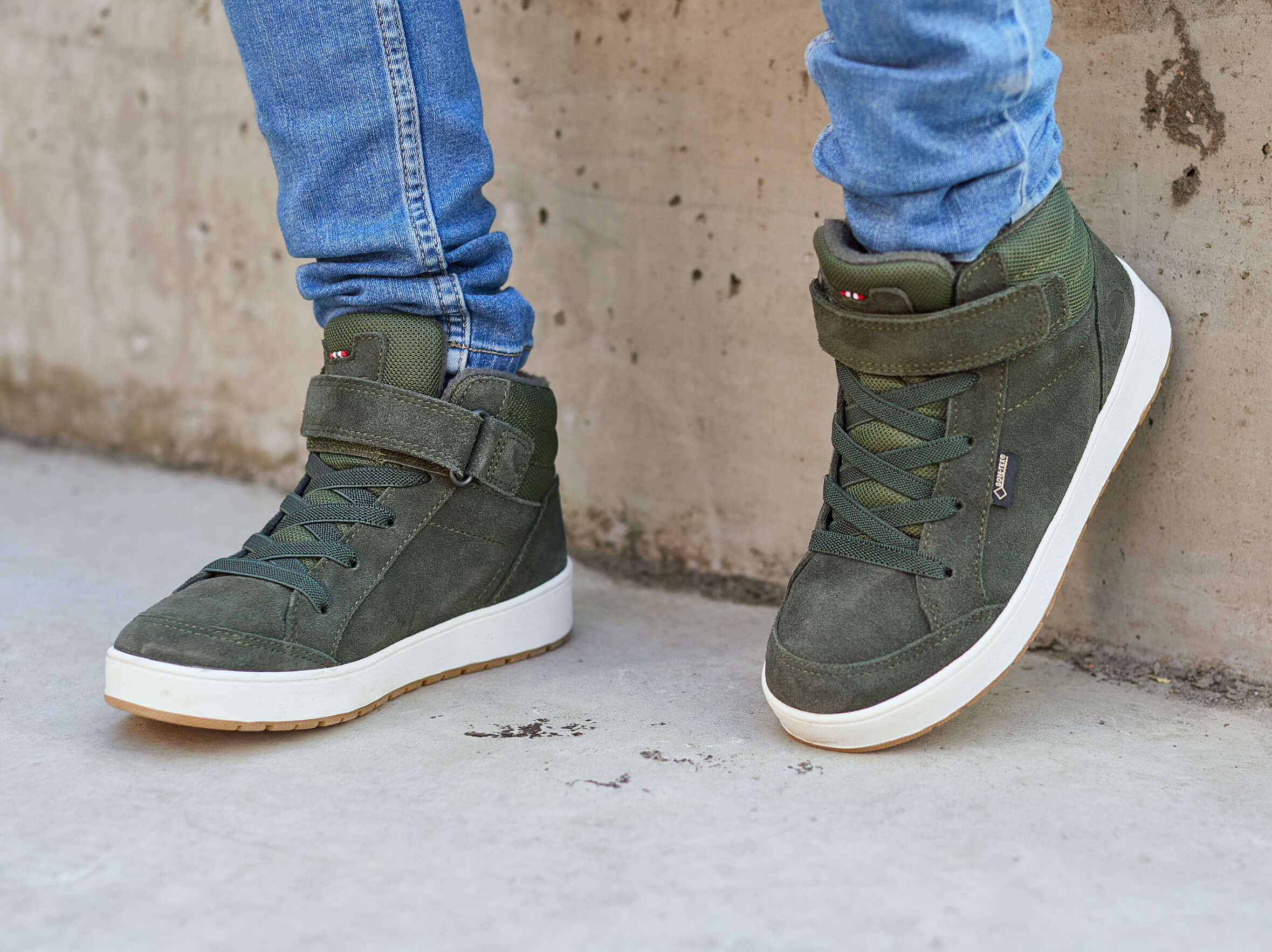 green sneaker shoes goretex waterproof suede leather