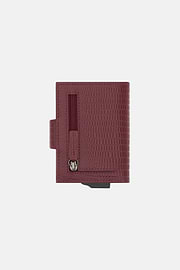 Tarjetero de Piel Estampada, Burgundy, thumb, 3