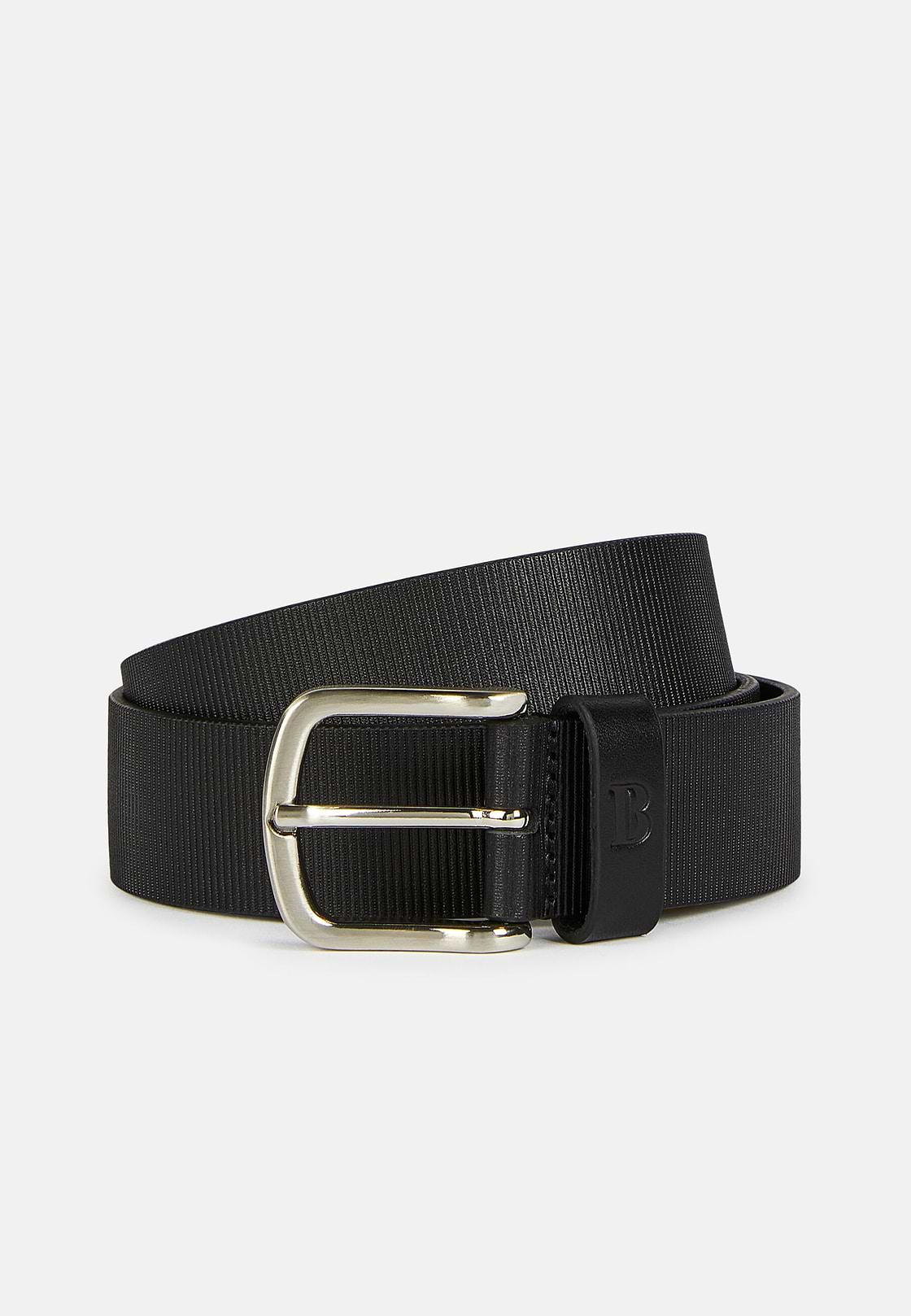 Printed Leather Belt, Black, hi-res