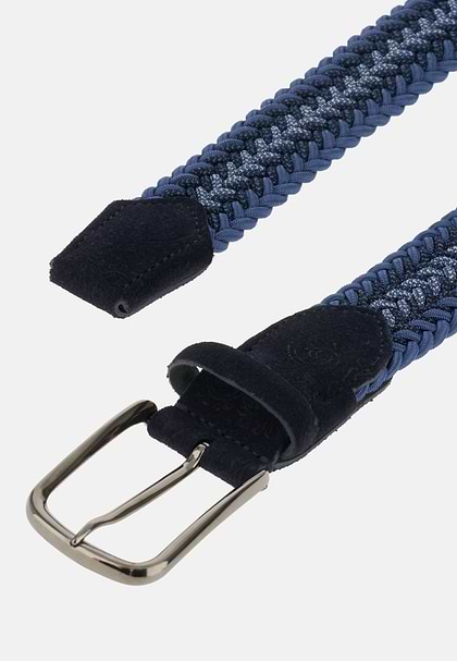 Woven Viscose Blend Belt, Navy blue, hi-res
