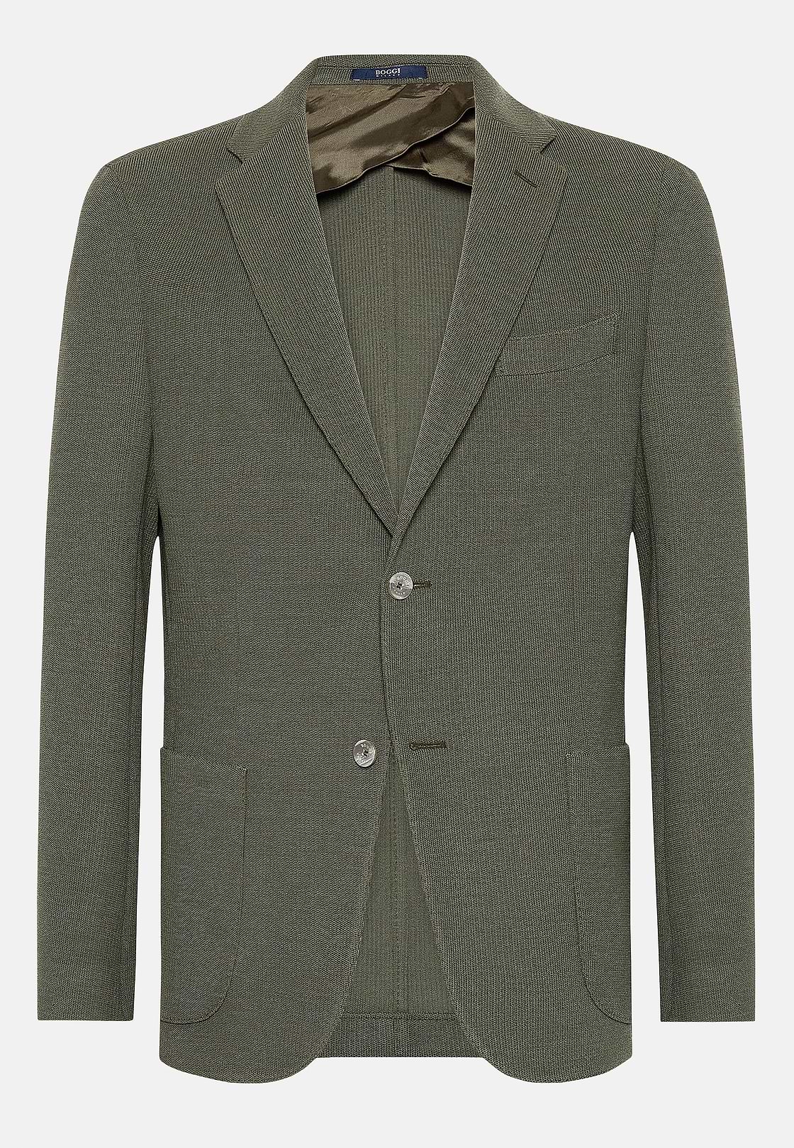 Military Green Textured Wool Jersey Jacket, Military Green, hi-res