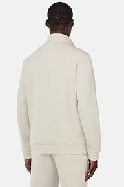 Felpa Mezza Zip In Light Scuba Misto Cotone, Sabbia, thumb, 3