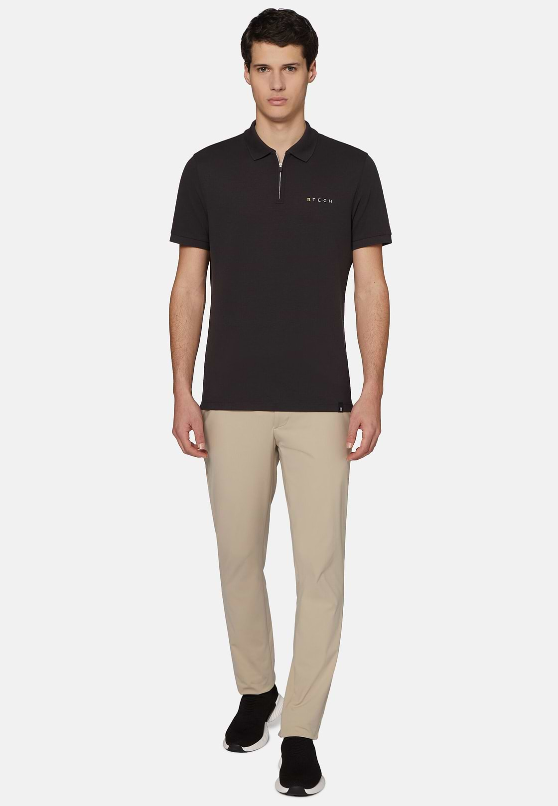 High-Performance Piqué Polo Shirt, Black, hi-res