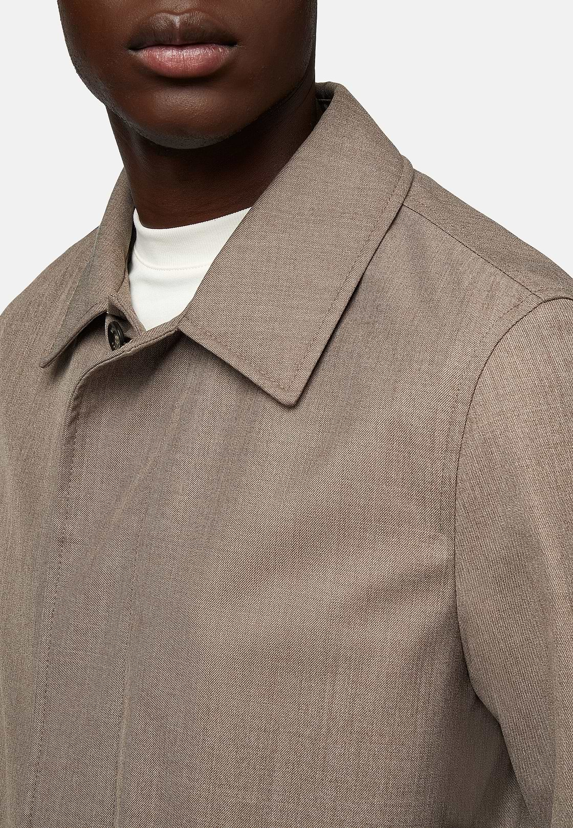 Pea Coat In Technical Wool, Taupe, hi-res