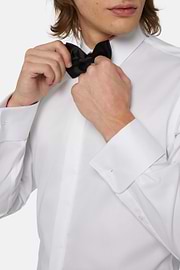 Schmale Baumwoll-Satin-Hemd, Weiß, thumb, 4