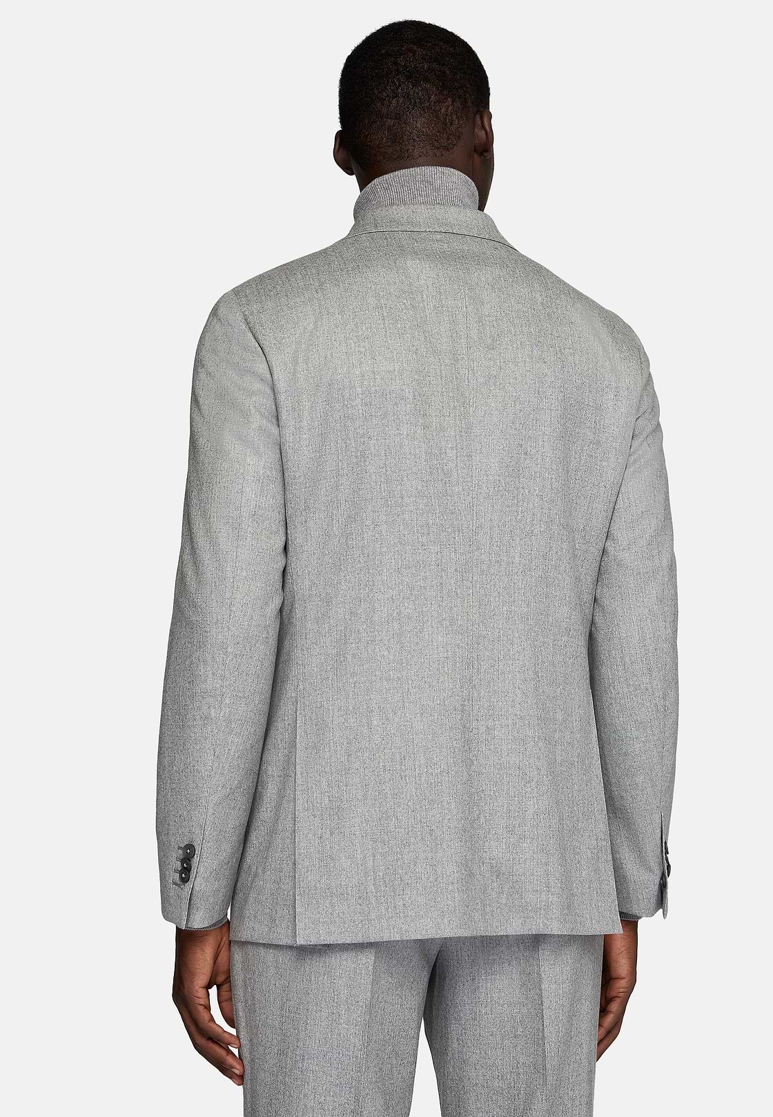 Hellgrauer Doppelreihiger Anzug Aus Reiner Wolle, Light grey, hi-res