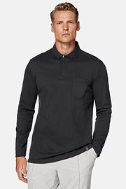 High-Performance Piqué Polo Shirt, Charcoal, hi-res