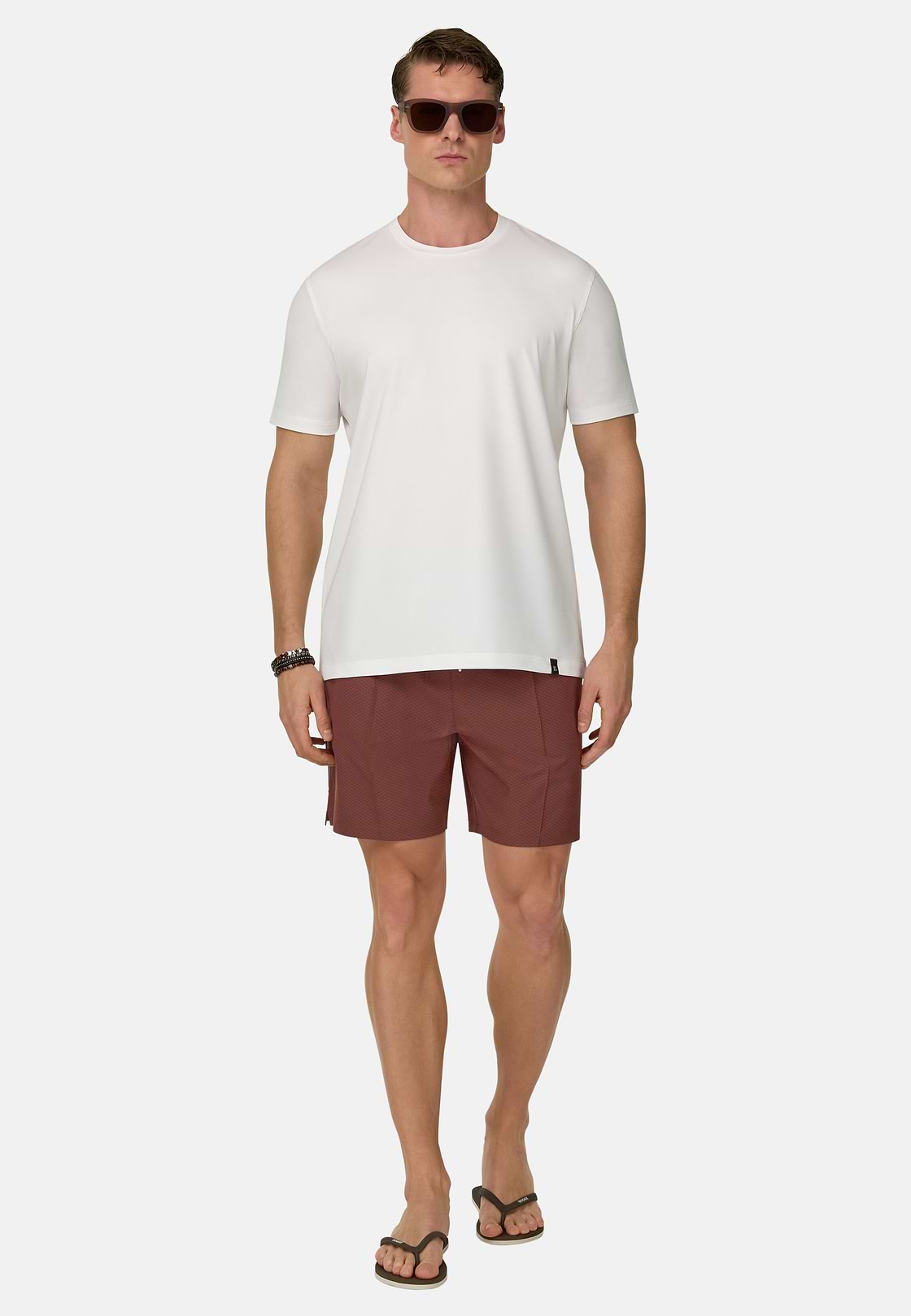Bedruckte Badehose Aus Technischem Gewebe, Rosso, hi-res, 1