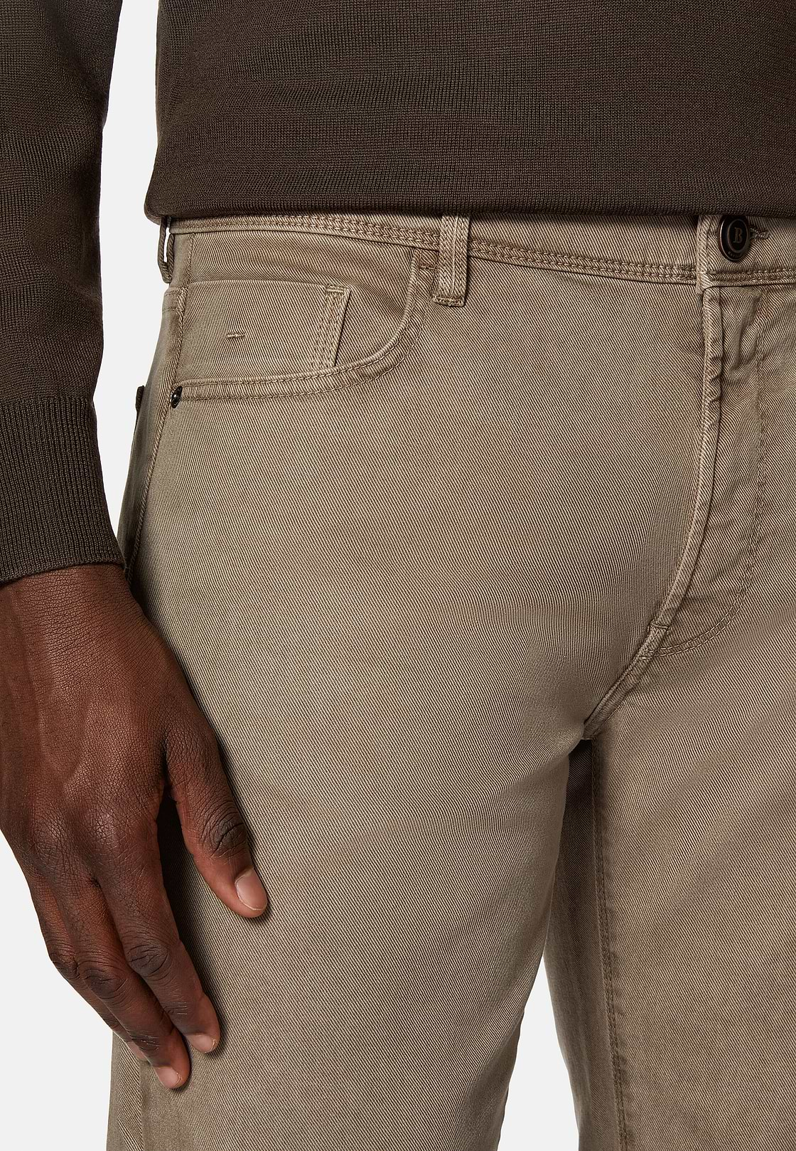 Jeans Aus Elastischem Baumwoll-Tencel, Taupe, hi-res