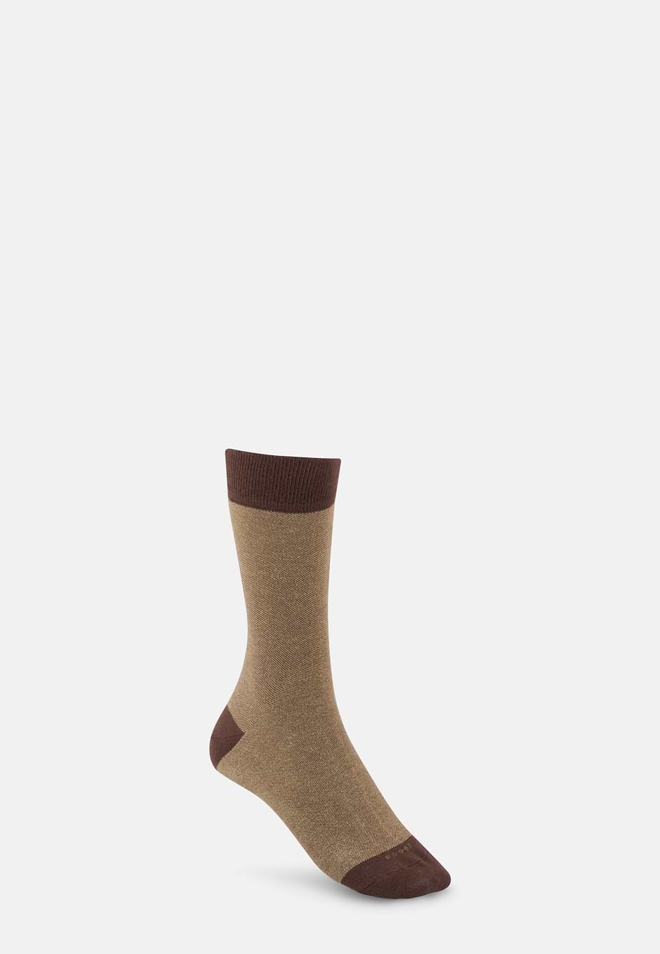 Short Socks Oxford Pattern Cotton Blend, Dark brown, hi-res